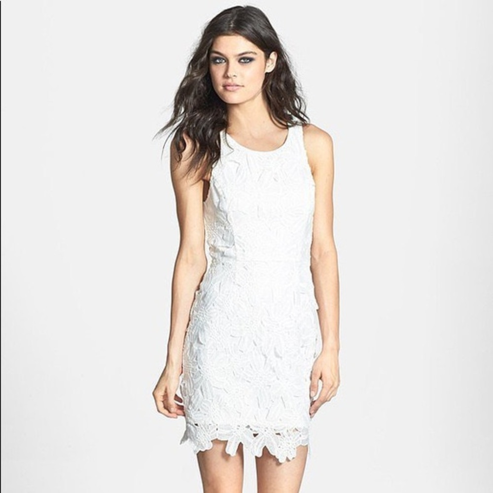 ASTR Floral Lace White Dress